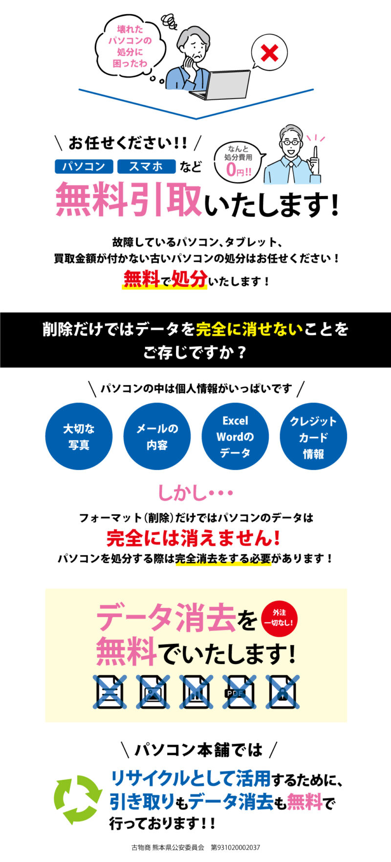 パソコン無料引き取り。PC画像